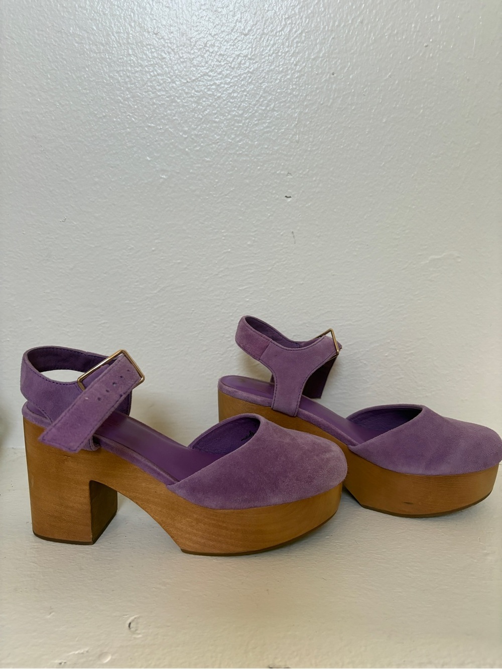 Charlotte Stone Maud Lilac Suede Block-Heel Ankle-Strap Pumps - Picture 4 of 6